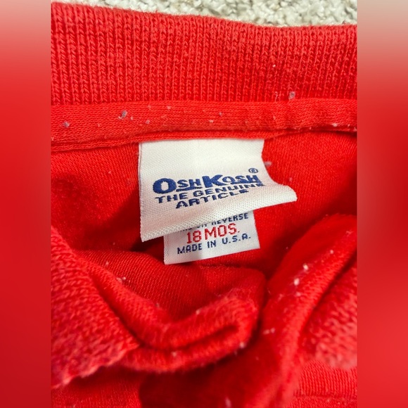 VINTAGE *RARE* OshKosh B'Gosh Vestbak Overalls & Shirt Blue Red Wagon - Picture 5 of 10